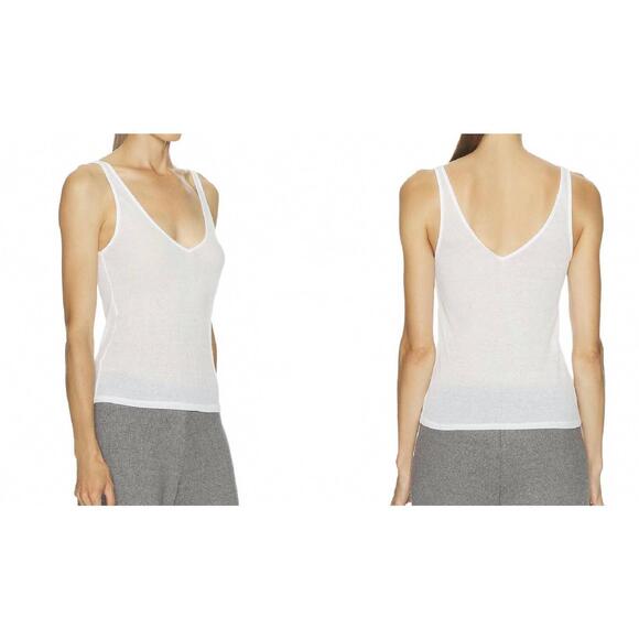 SKIMS Tops - NEW SKIMS sheer cotton rib v neck tank in snow